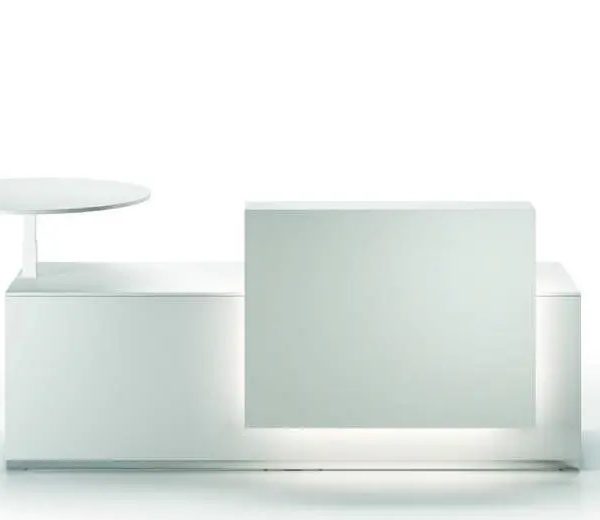 Lux bancone recepiton minimal bianco con luce - riganelli